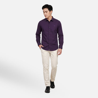 Odza Classic Kemeja SLIMFIT Lengan Panjang Pria Polos Ungu Terong