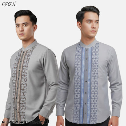 Odza Baju Koko Couple Ayah Anak Set Keluarga Lengan Panjang Jumbo Abu-Abu