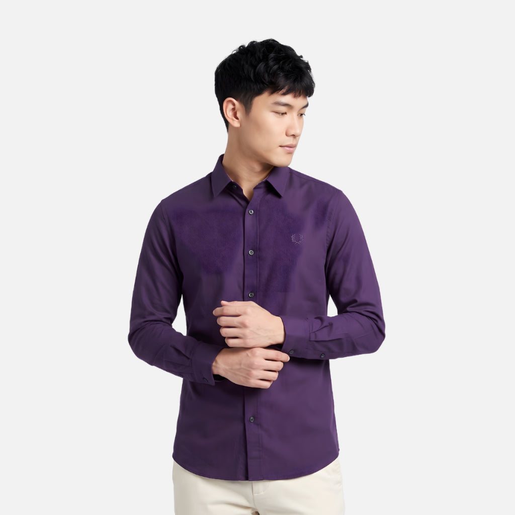 Odza Classic Kemeja SLIMFIT Lengan Panjang Pria Polos Ungu Terong