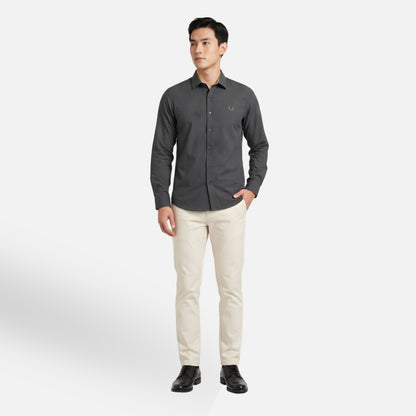 Odza Clasic Kemeja Polos Lengan Panjang Slim Fit Abu-abu Modern
