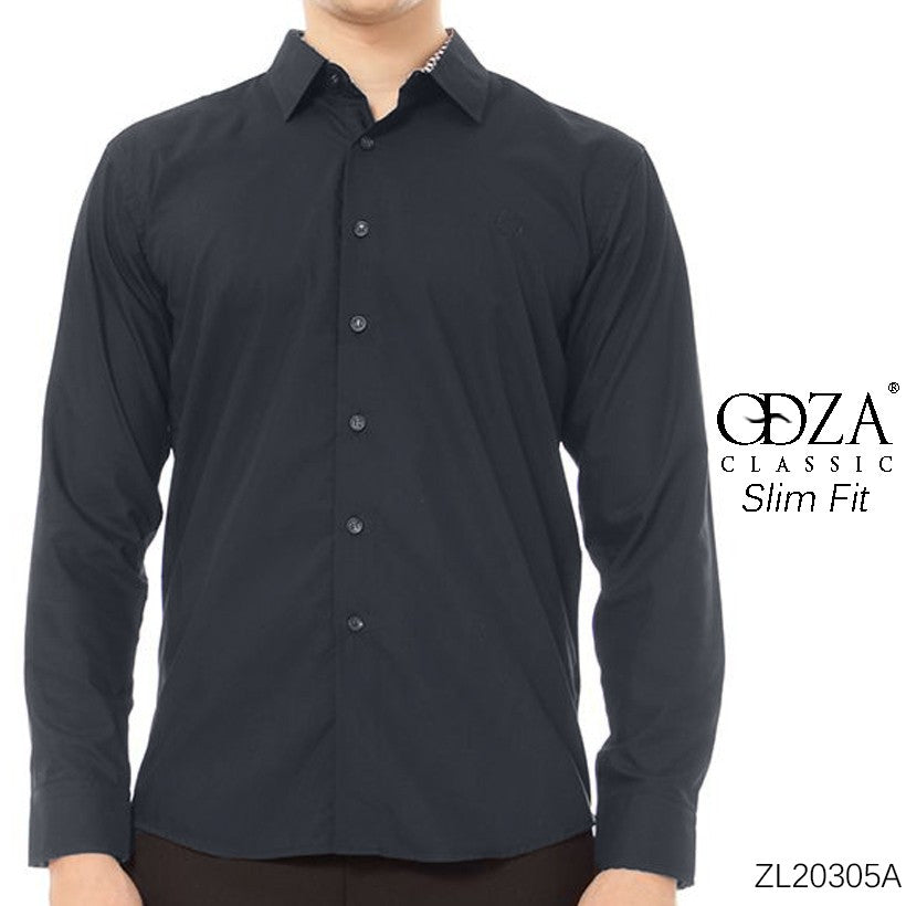 Odza Kemeja Polos Lengan Panjang SLIMFIT Navy Blue Biru Tua Dongker