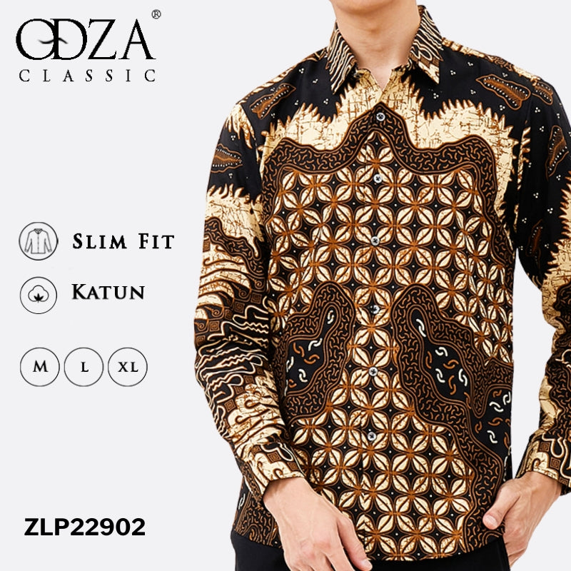 Odza Classic Kemeja Batik Slimfit Modern Pria Lengan Panjang Ajura