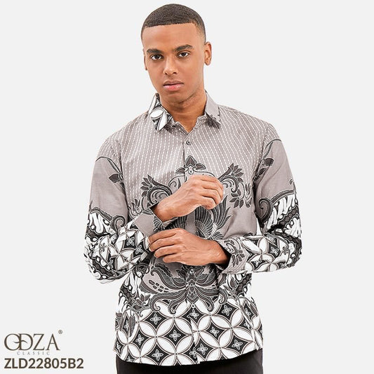 Odza Classic Kemeja Batik Slimfit Modern Pria Lengan Panjang Abilion