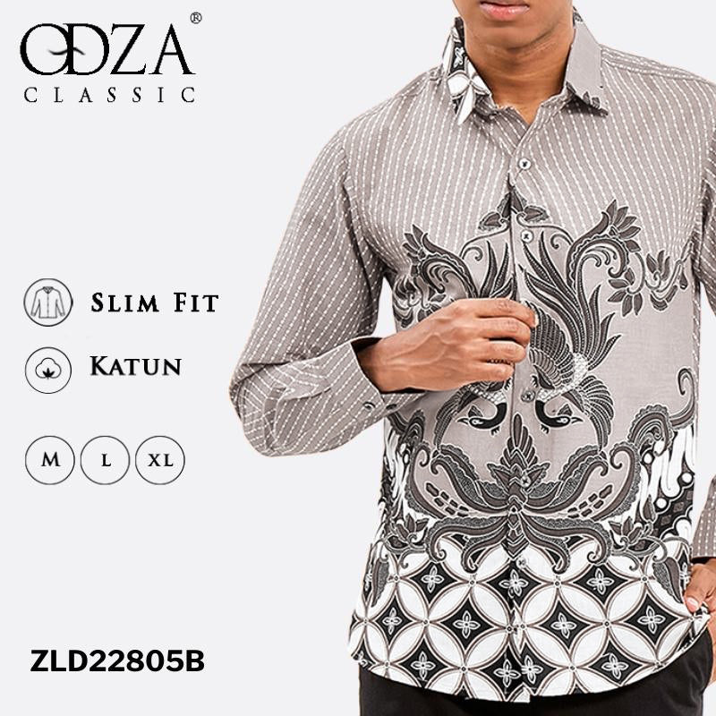 Odza Classic Kemeja Batik Slimfit Modern Pria Lengan Panjang Abarati