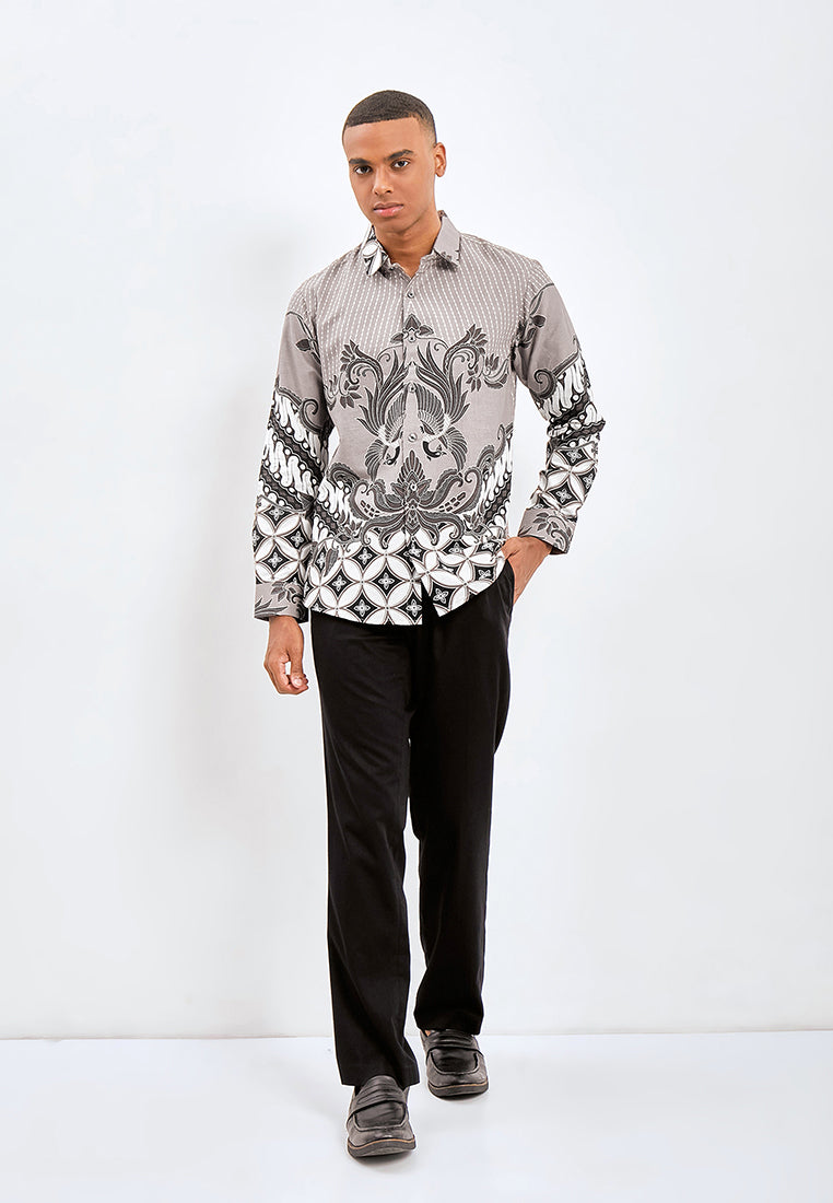 Odza Classic Kemeja Batik Slimfit Modern Pria Lengan Panjang Abilion