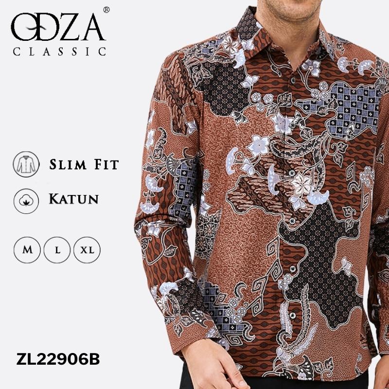 Odza Classic Kemeja Batik Slimfit Pria Lengan Panjang Anjali