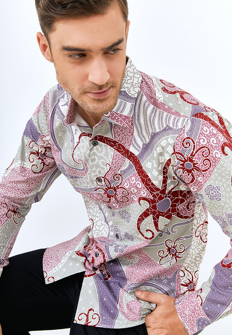 Odza Classic Kemeja Batik SLIMFIT Modern Pria Lengan Panjang Anjana