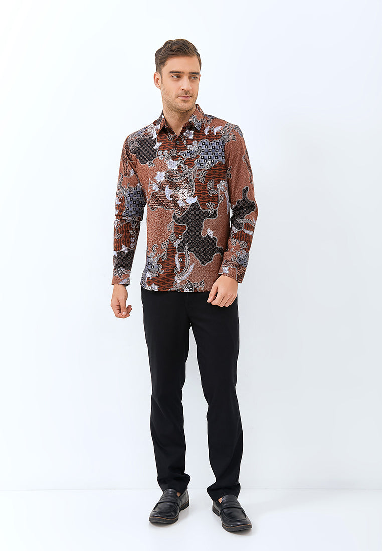 Odza Classic Kemeja Batik Slimfit Pria Lengan Panjang Anjali