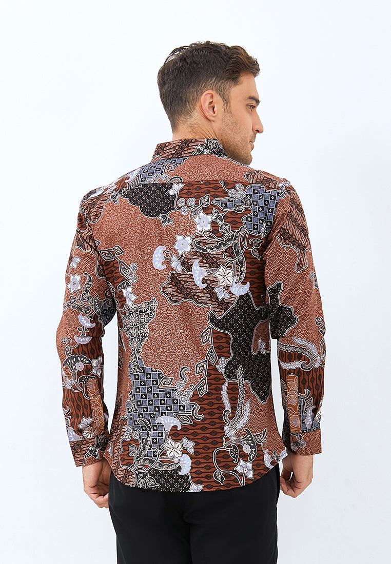 Odza Classic Kemeja Batik Slimfit Pria Lengan Panjang Anjali