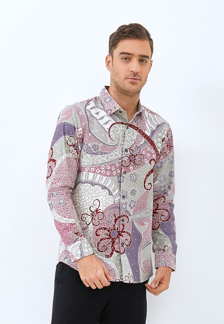 Odza Classic Kemeja Batik SLIMFIT Modern Pria Lengan Panjang Anjana