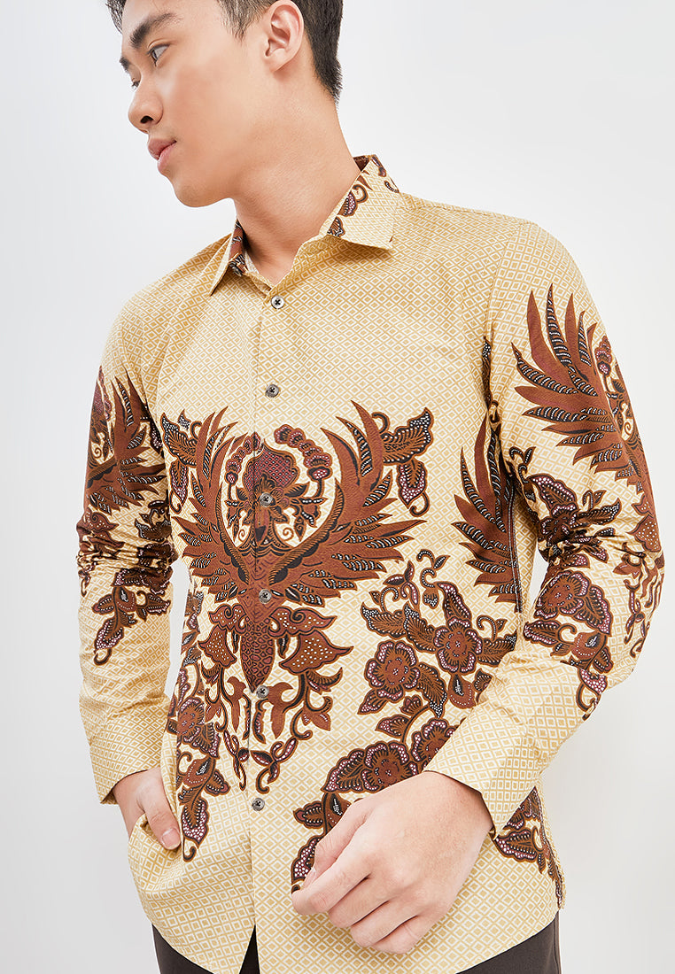 Odza Classic Kemeja Batik Slimfit Modern Pria Lengan Panjang Basmait