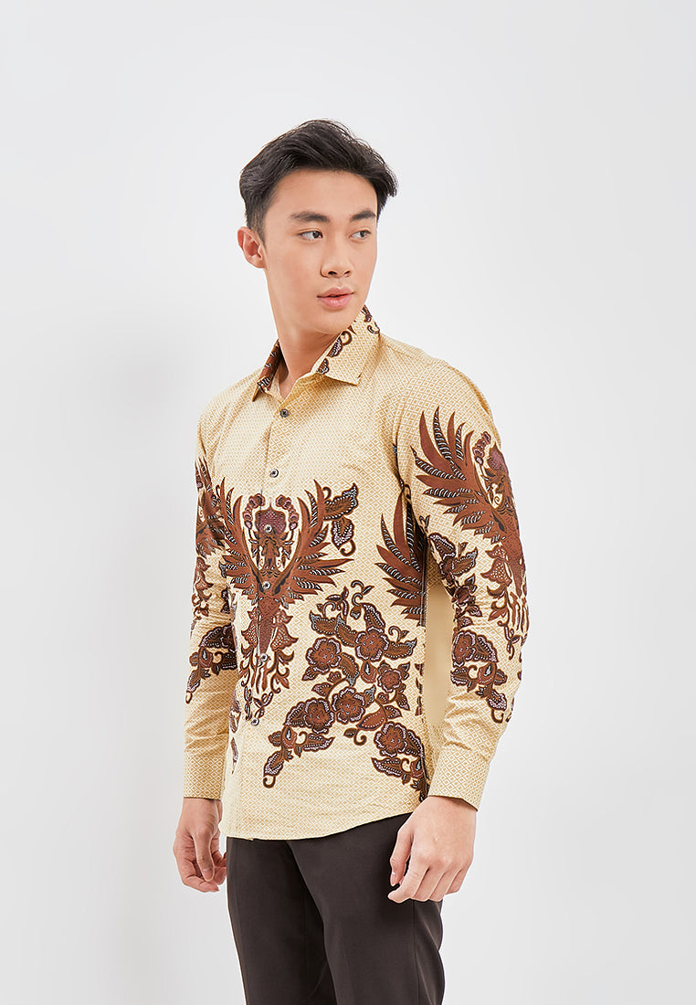 Odza Classic Kemeja Batik Slimfit Modern Pria Lengan Panjang Basmait