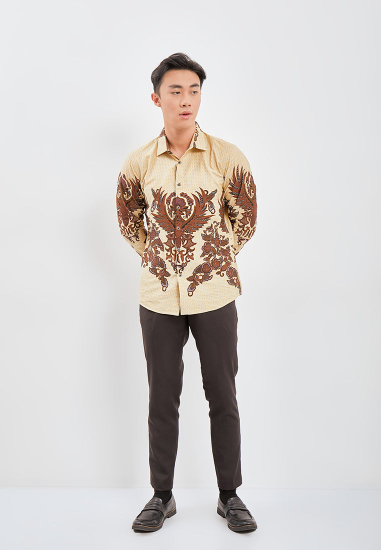 Odza Classic Kemeja Batik Slimfit Modern Pria Lengan Panjang Basmait