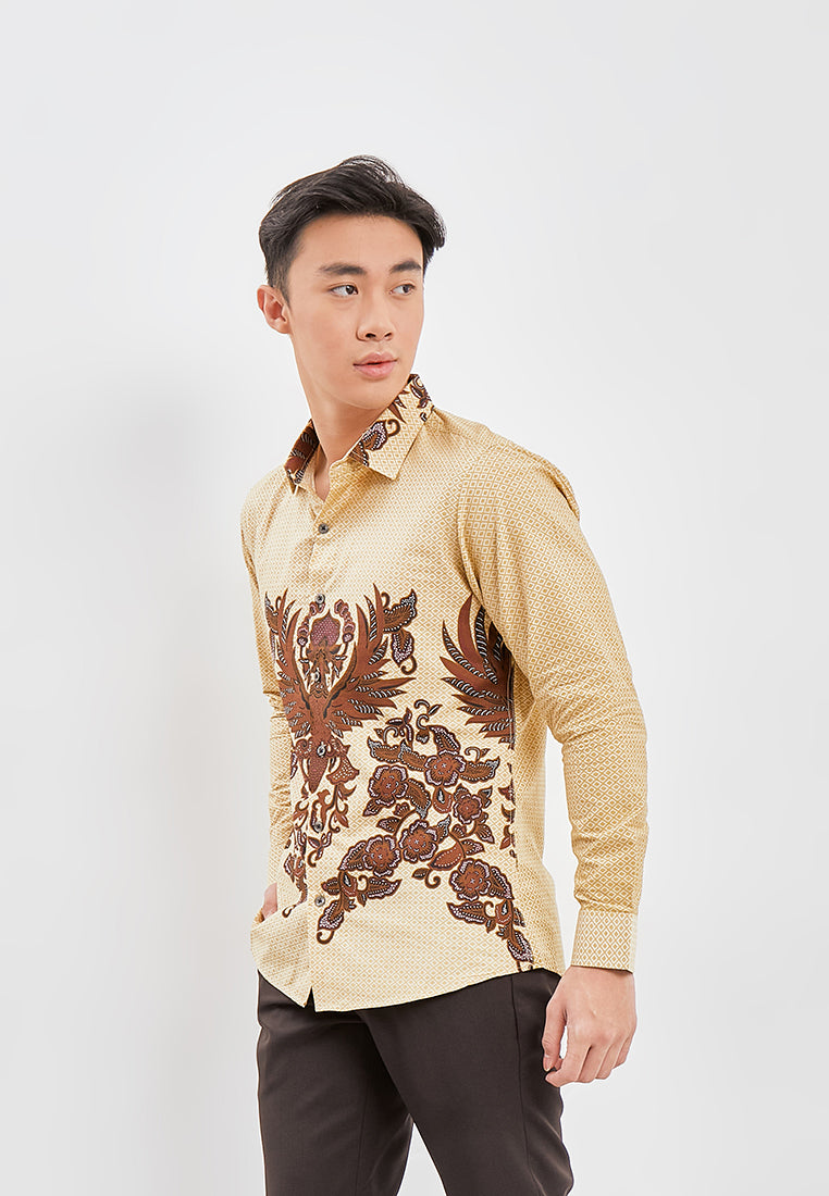 Odza Classic Kemeja Batik Slimfit Modern Pria Lengan Panjang Baluni