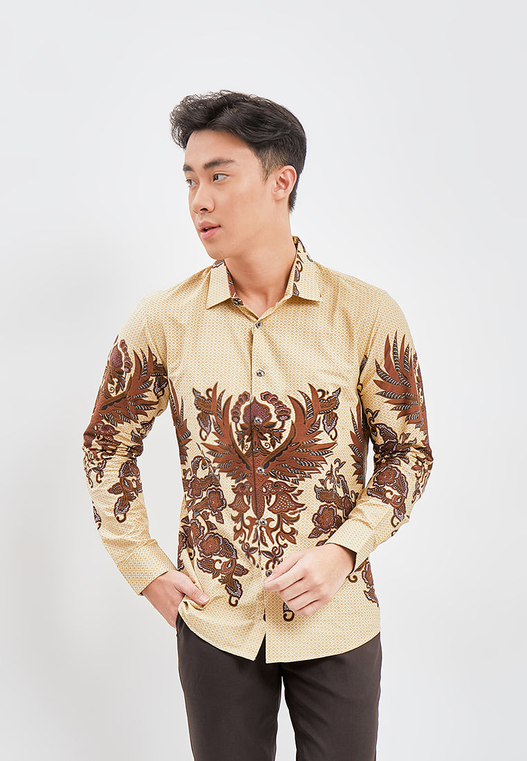 Odza Classic Kemeja Batik Slimfit Modern Pria Lengan Panjang Basmait