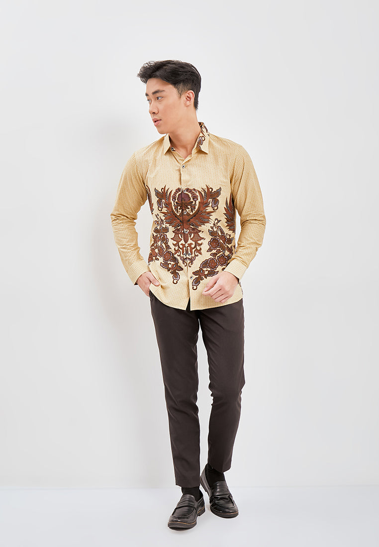 Odza Classic Kemeja Batik Slimfit Modern Pria Lengan Panjang Baluni