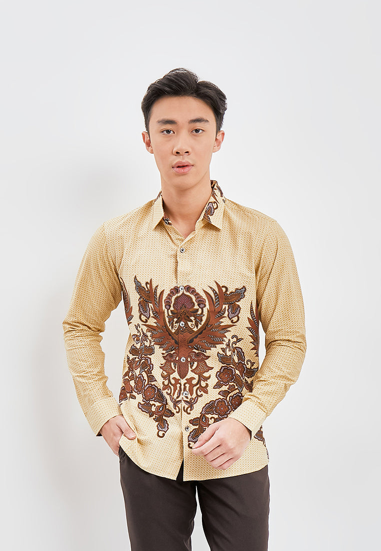 Odza Classic Kemeja Batik Slimfit Modern Pria Lengan Panjang Baluni