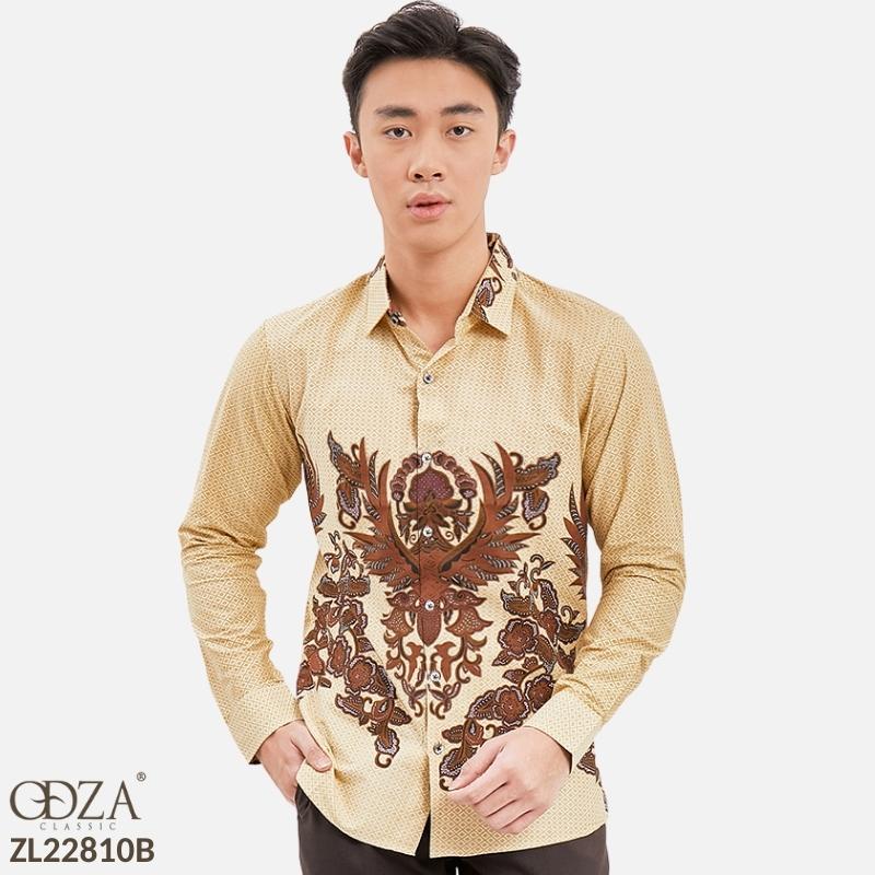 Odza Classic Kemeja Batik Slimfit Modern Pria Lengan Panjang Baluni