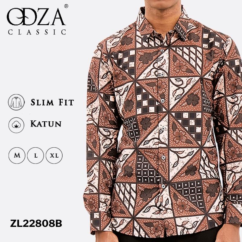 Odza Classic Kemeja Batik Slimfit Modern Pria Lengan Panjang Cigaru