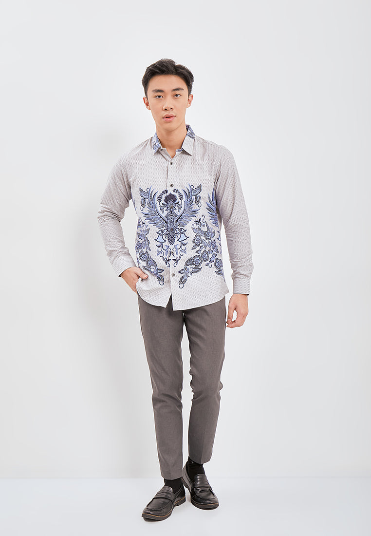 Odza Classic Kemeja Batik Slimfit Modern Pria Lengan Panjang Camisna