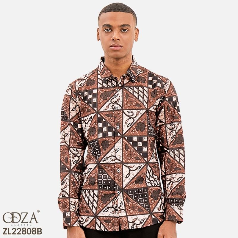 Odza Classic Kemeja Batik Slimfit Modern Pria Lengan Panjang Cigaru