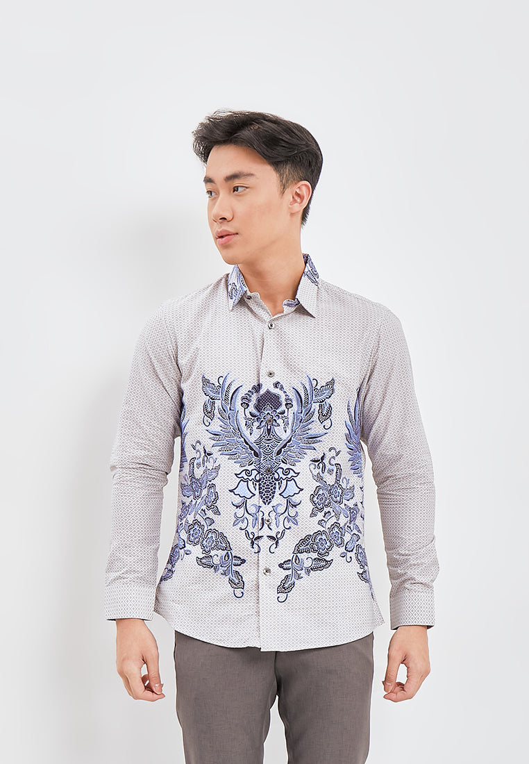 Odza Classic Kemeja Batik Slimfit Modern Pria Lengan Panjang Camisna