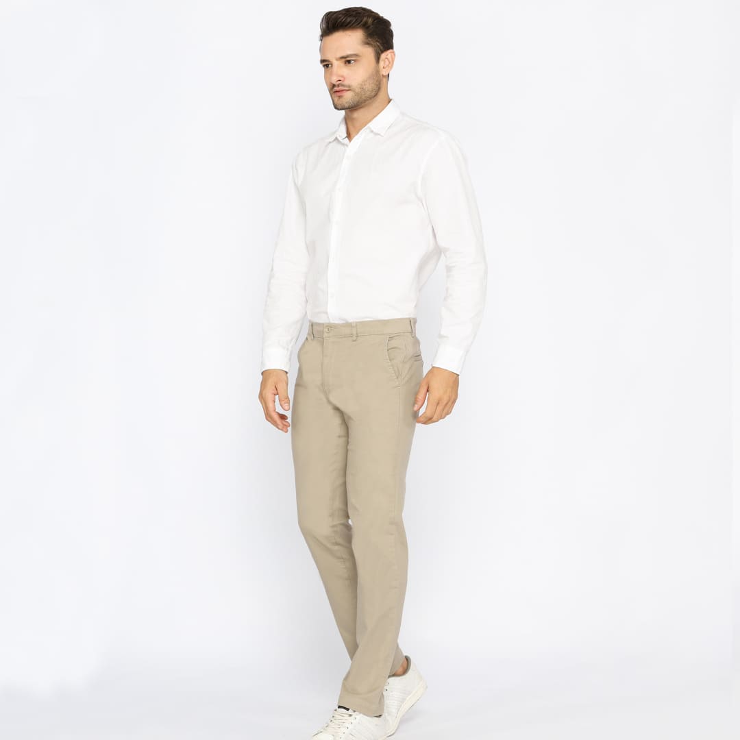 ODZA Classic Celana Panjang Slimfit Chino Formal Katun Pria Cokelat Khaki