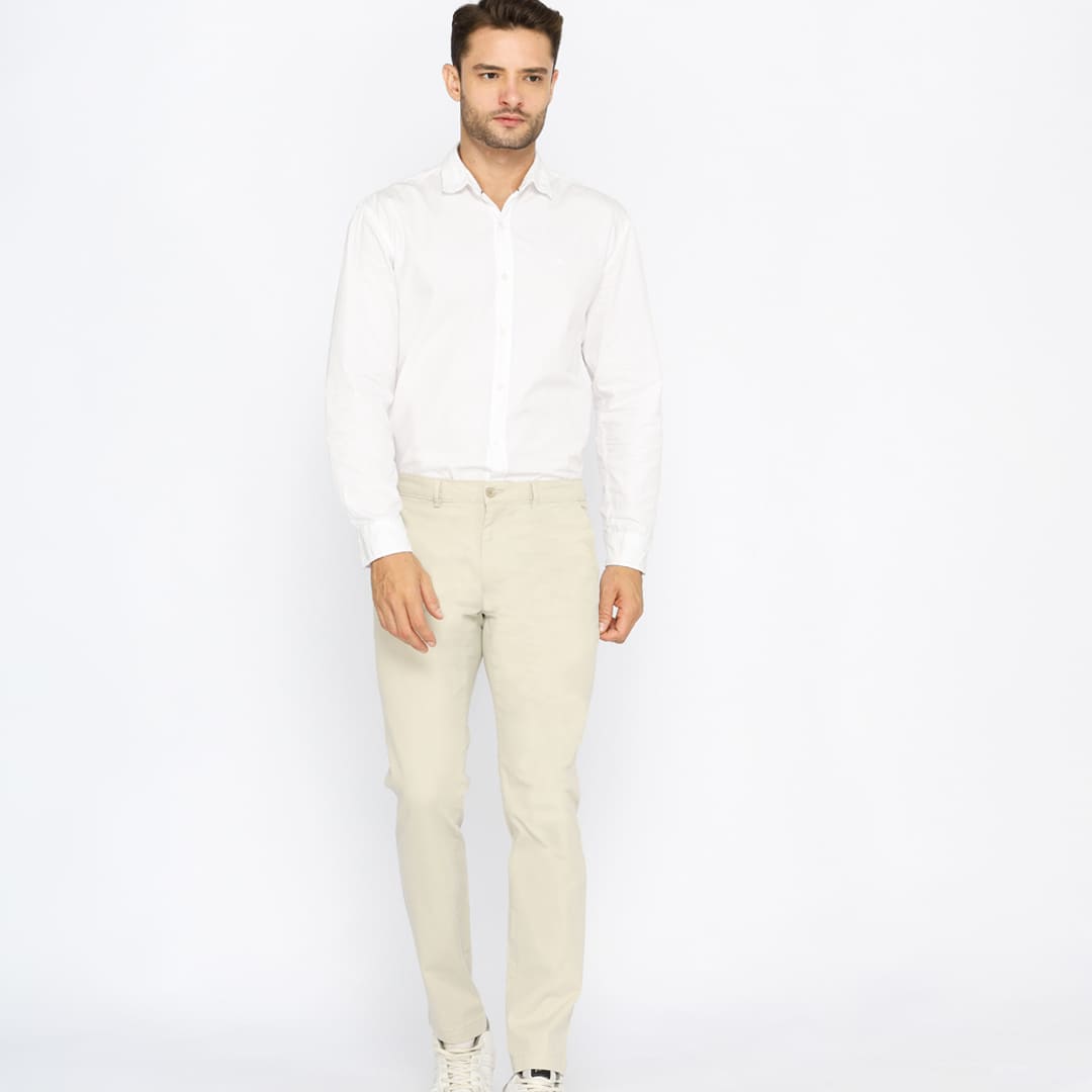 ODZA Classic Celana Panjang Slimfit Chino Formal Katun Pria Cream