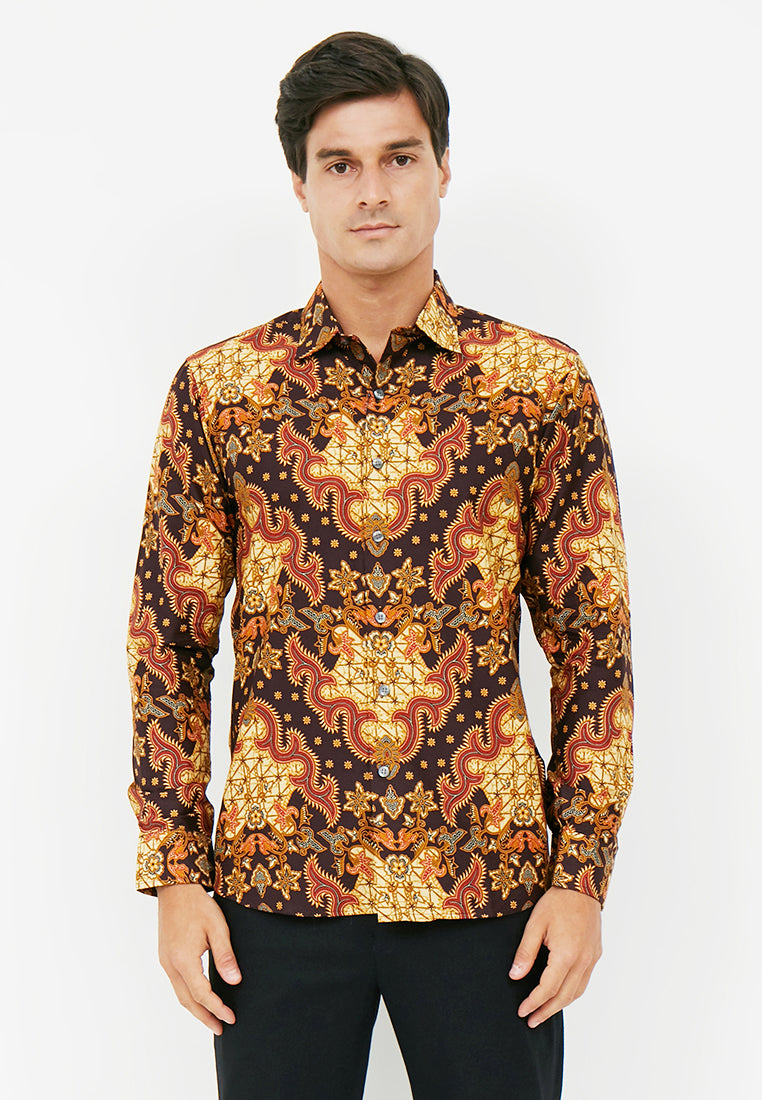 Odza Classic Kemeja Batik Slimfit Modern Pria Lengan Panjang Gawai Fat