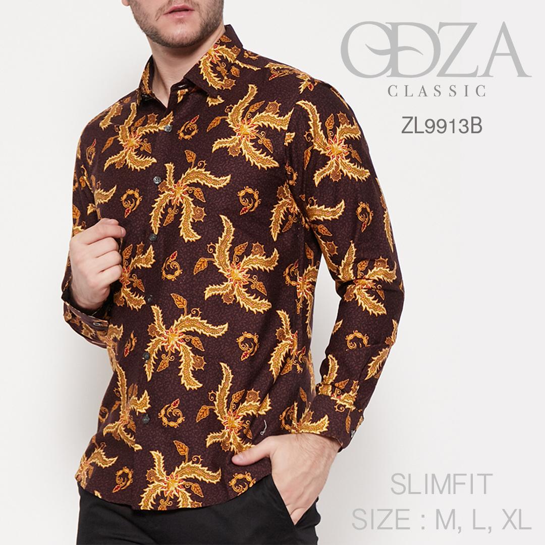 Odza Classic Kemeja Batik Slimfit Pria Lengan Panjang Bajab