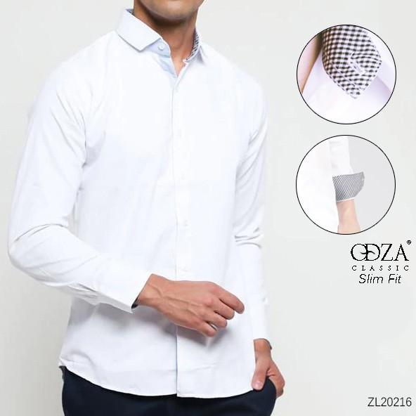 Odza Classic Kemeja SLIMFIT Lengan Panjang Pria Polos Putih