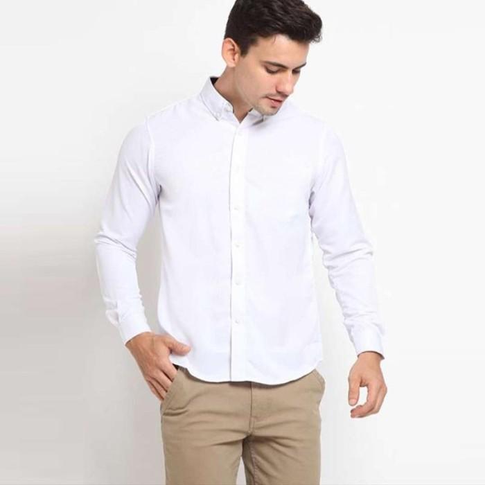 Odza Classic Kemeja SLIMFIT Lengan Panjang Pria Polos Putih