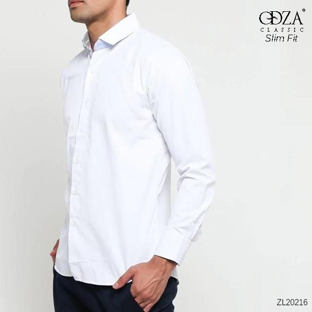 Odza Classic Kemeja SLIMFIT Lengan Panjang Pria Polos Putih