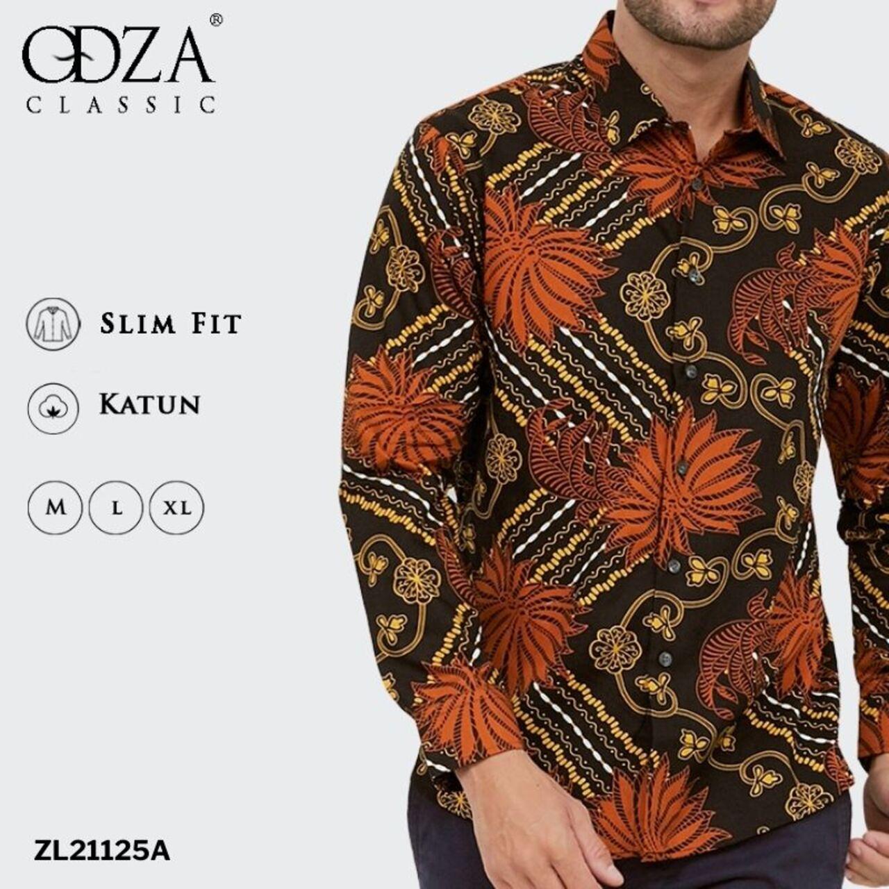 Odza Classic Kemeja Batik SLIMFIT Pria Modern Lengan Panjang Capara