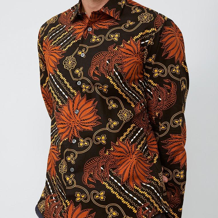 Odza Classic Kemeja Batik SLIMFIT Pria Modern Lengan Panjang Capara