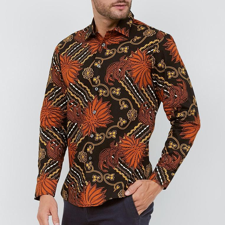 Odza Classic Kemeja Batik SLIMFIT Pria Modern Lengan Panjang Capara