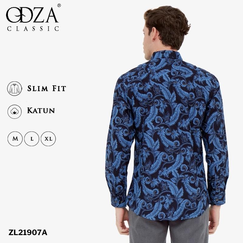 Odza Classic Kemeja Batik Slimfit Pria Modern Lengan Panjang Camei