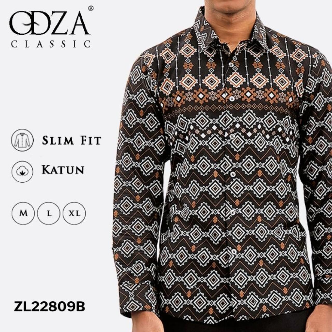 Odza Classic Kemeja Batik Slimfit Modern Pria Lengan Panjang Abiroma