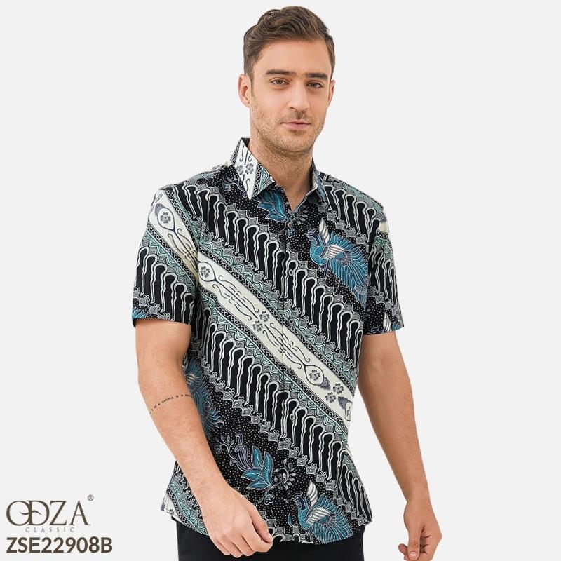 Odza Classic Kemeja Batik Slimfit Modern Pria Lengan Pendek Carib