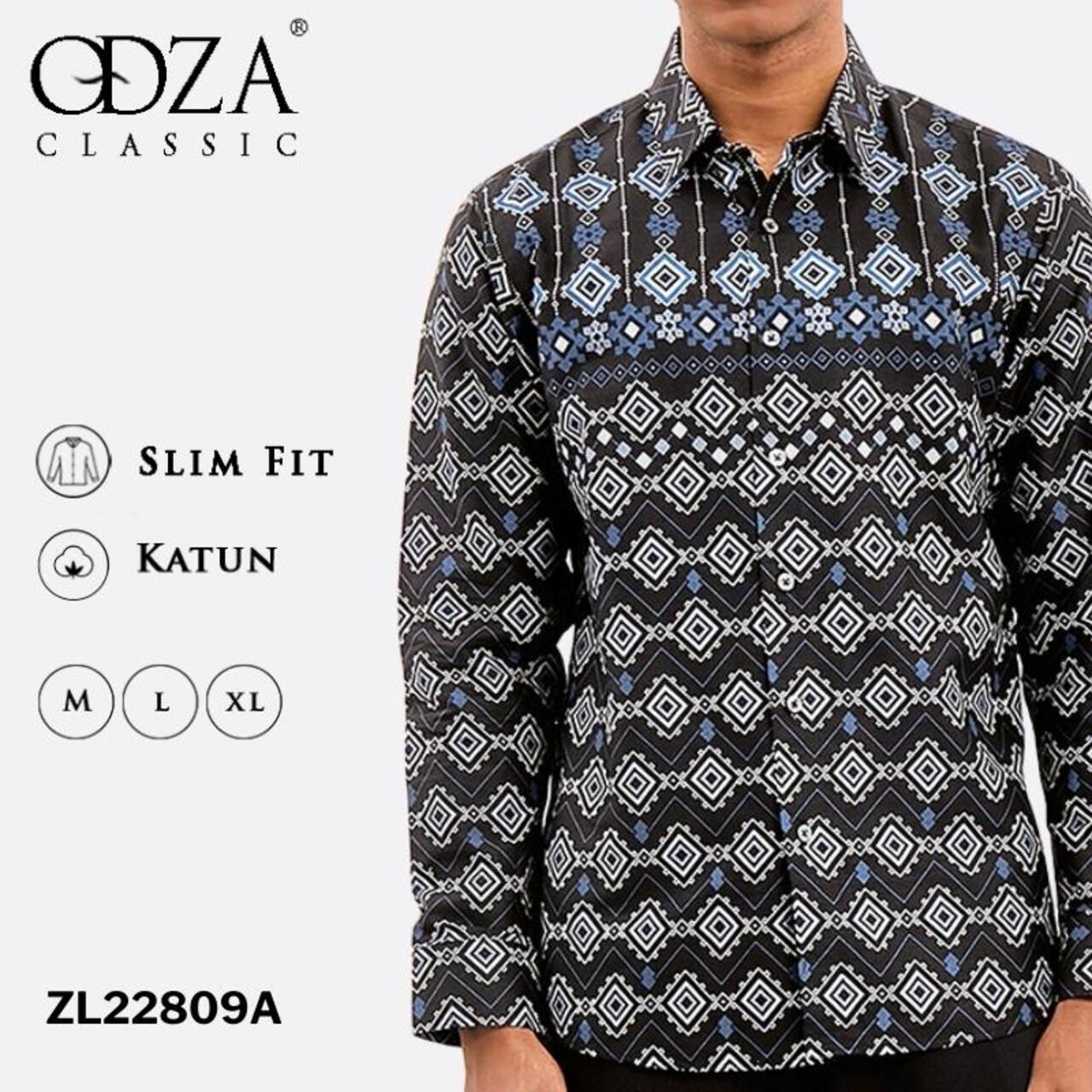 Odza Classic Kemeja Batik Slimfit Pria Modern Lengan Panjang Abiseka