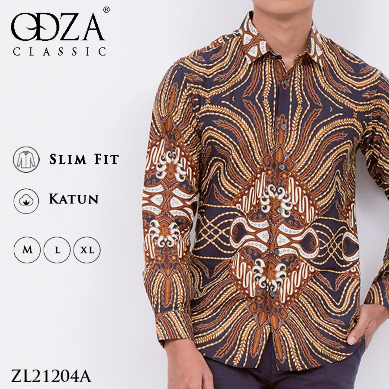 Odza Classic Kemeja Batik SLIMFIT Pria Modern Lengan Panjang Candi