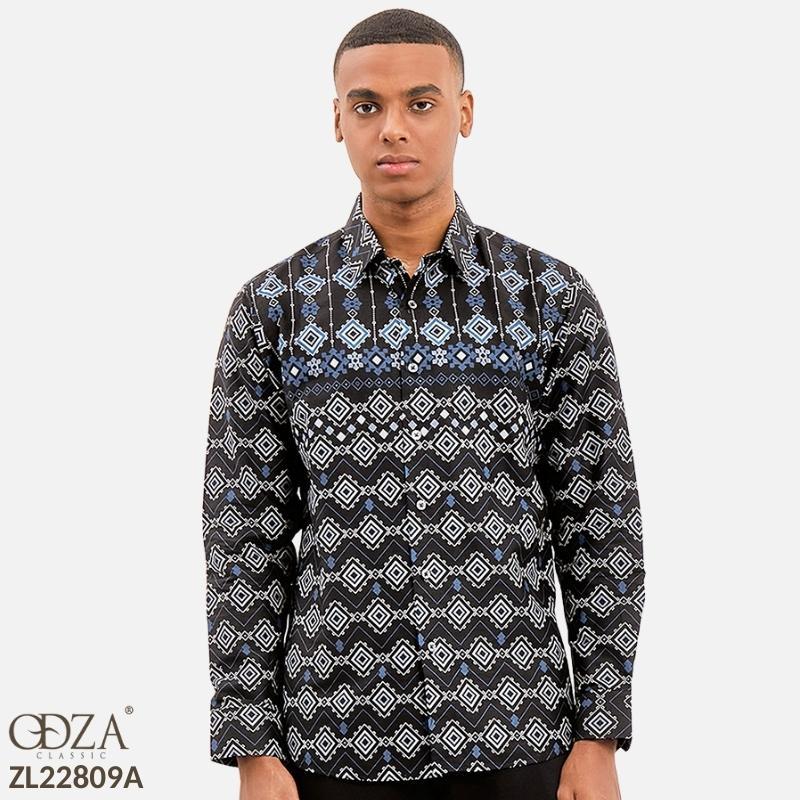 Odza Classic Kemeja Batik Slimfit Pria Modern Lengan Panjang Abiseka