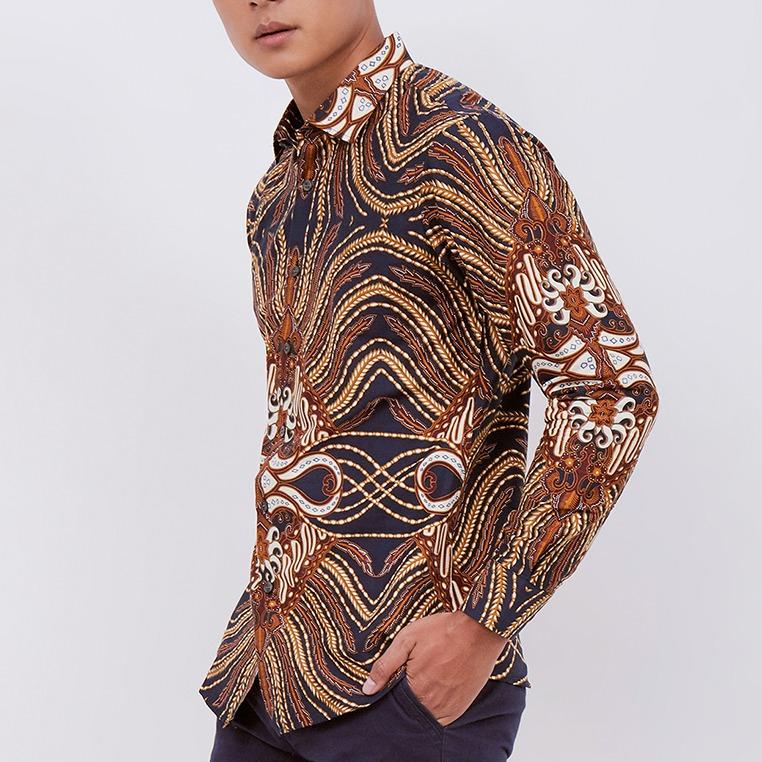 Odza Classic Kemeja Batik SLIMFIT Pria Modern Lengan Panjang Candi