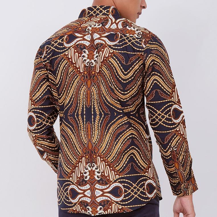 Odza Classic Kemeja Batik SLIMFIT Pria Modern Lengan Panjang Candi