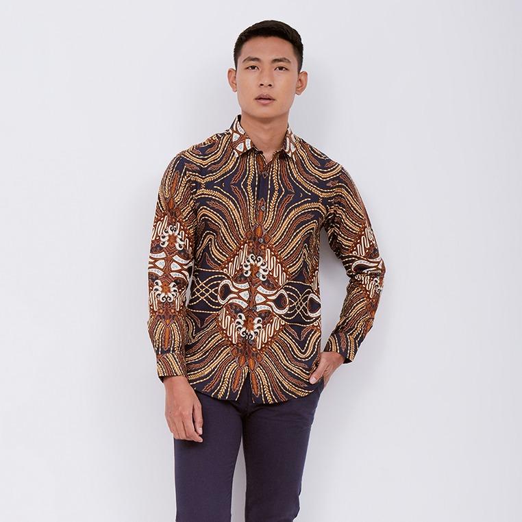 Odza Classic Kemeja Batik SLIMFIT Pria Modern Lengan Panjang Candi