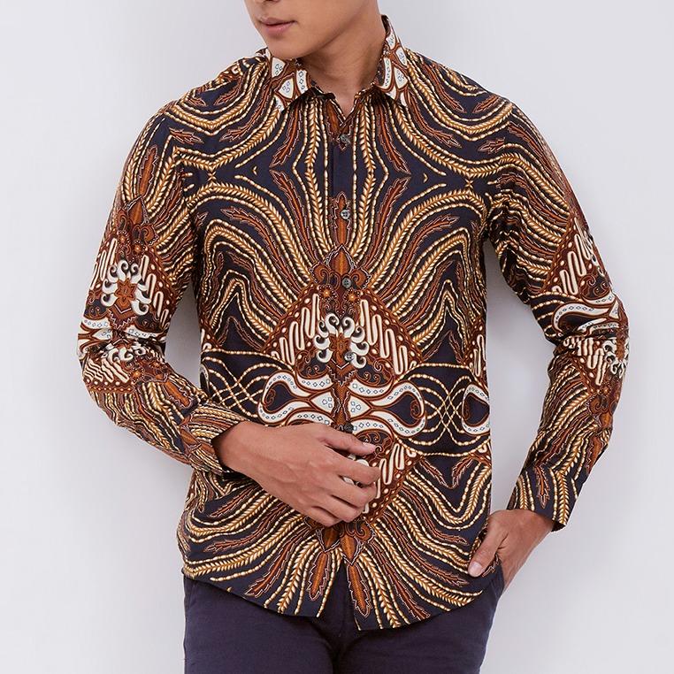 Odza Classic Kemeja Batik SLIMFIT Pria Modern Lengan Panjang Candi