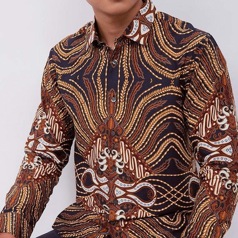 Odza Classic Kemeja Batik SLIMFIT Pria Modern Lengan Panjang Candi