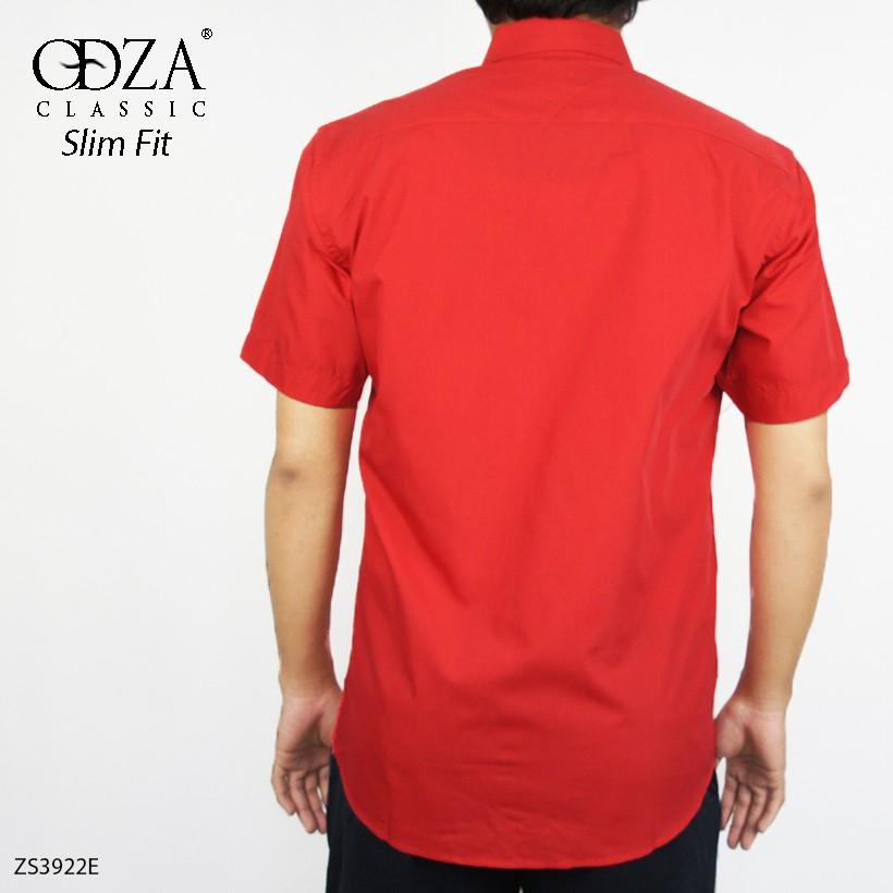 Odza Classic Kemeja SLIMFIT Lengan Pendek Pria Polos Merah