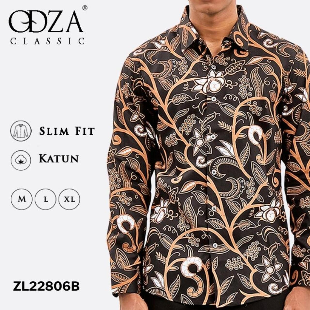 Odza Classic Kemeja Batik Slimfit Pria Lengan Panjang Abinaya