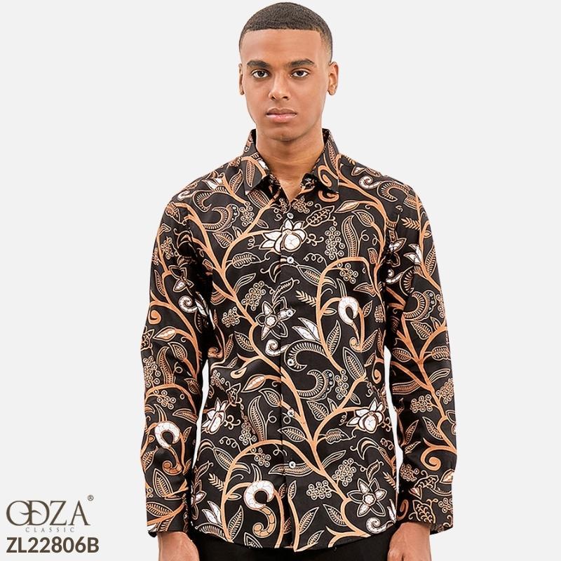 Odza Classic Kemeja Batik Slimfit Pria Lengan Panjang Abinaya